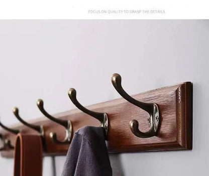 Bedroom Door Rear Solid Wood Hook Wall Hanger Hook Coat Rack Perforated Clothes Hook Closet Organizador Home Decoration