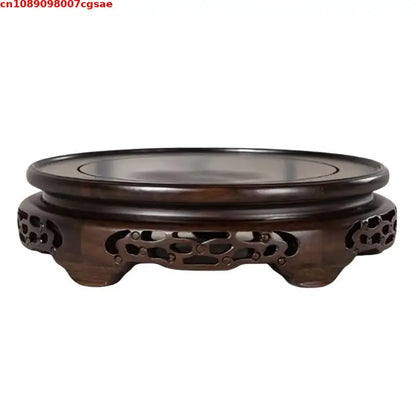 Eco-friendly Wooden Plant Stand Exquisite Carved Bonsai Holder Vase Flower Pot Sorting Table Shelf Home Decoration Wood Pedestal