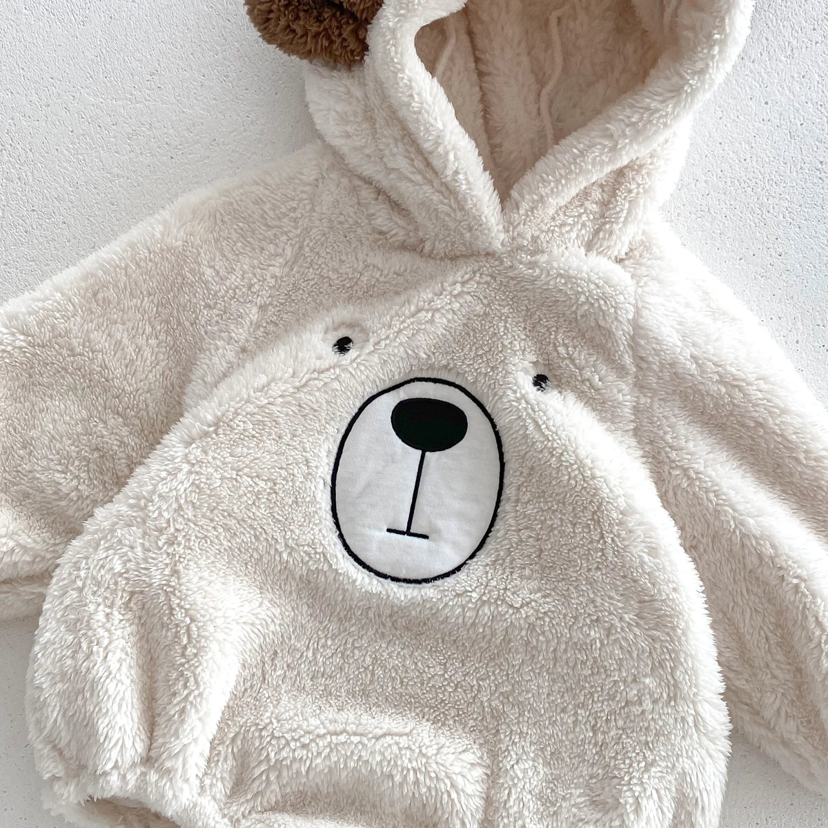 Baby Hooded Romper Bear Ears Cute Plush Baby Clothes Winter 0-2 Years Old Korean version Baby Clothes Baby Romper