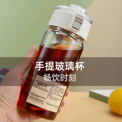 Simple Glass Water Bottle with Tea Spaced, Portable, Heat Resistant, Transparent, Summer Tumbler, Small, 350ml, 550ml