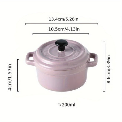 Ceramic covered bowl, mini double ear bowl, 6.5oz-200ml yogurt, steamed egg, and Shufulei small bowl