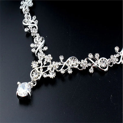 2pcs Simple Luxury Style Bridal Necklace Earrings Jewelry Set Wedding Dress Elegant Style Matched with Niche Accessories