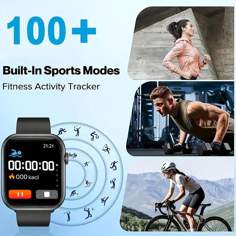2025 Sports Smartwatch For Men Women Android IOS Phone 1.73" Screen Bluetooth Answer Call Heart Rate Fitness Tracker Watches