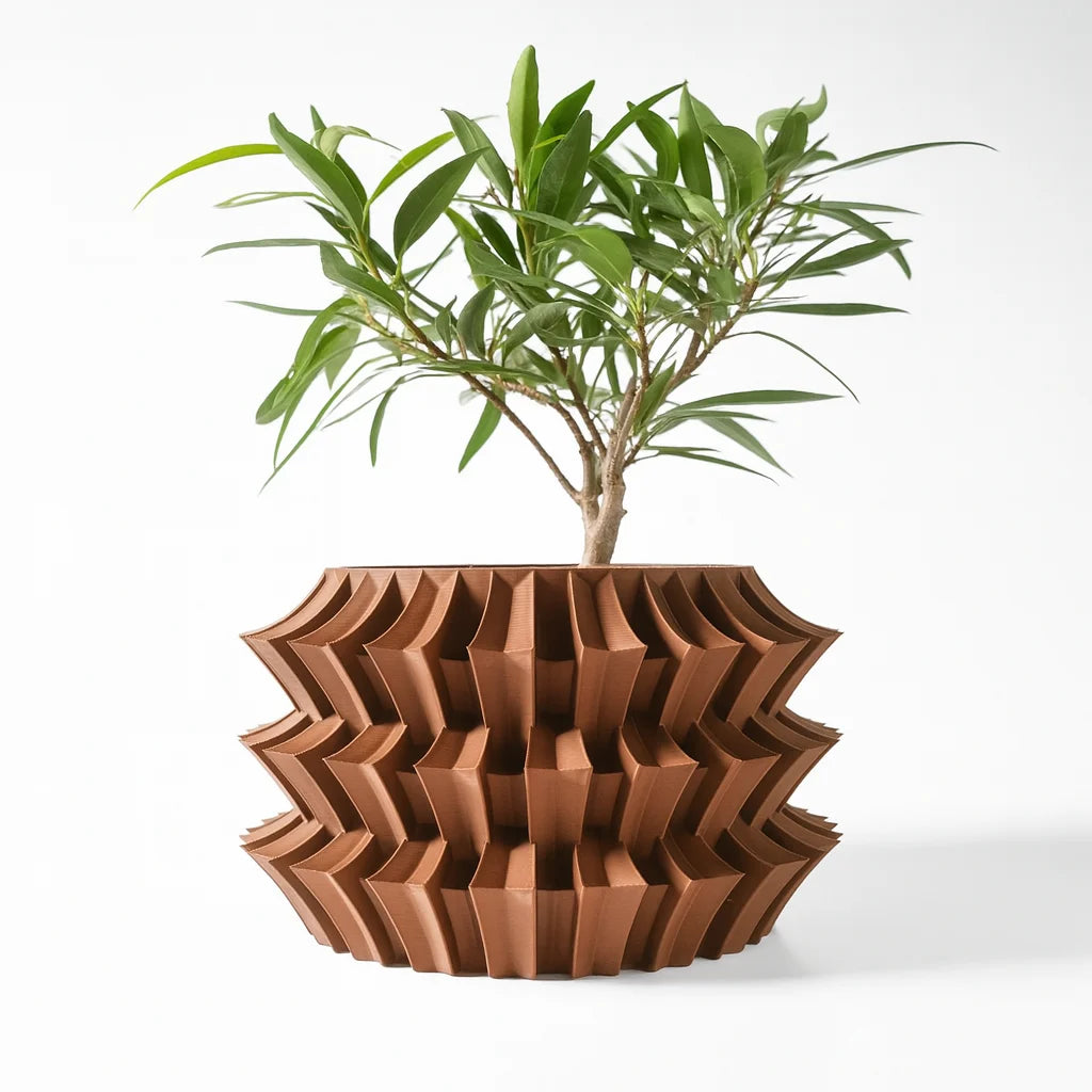 3D Printed Eco-Friendly Irregular Geometry Plant Pot Textured Lines Biodegradable maceta for Home Decoration  Sustainable Gift