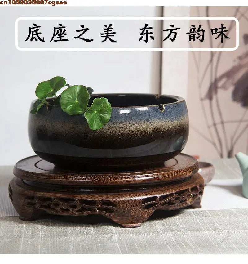 Eco-friendly Wooden Plant Stand Exquisite Carved Bonsai Holder Vase Flower Pot Sorting Table Shelf Home Decoration Wood Pedestal