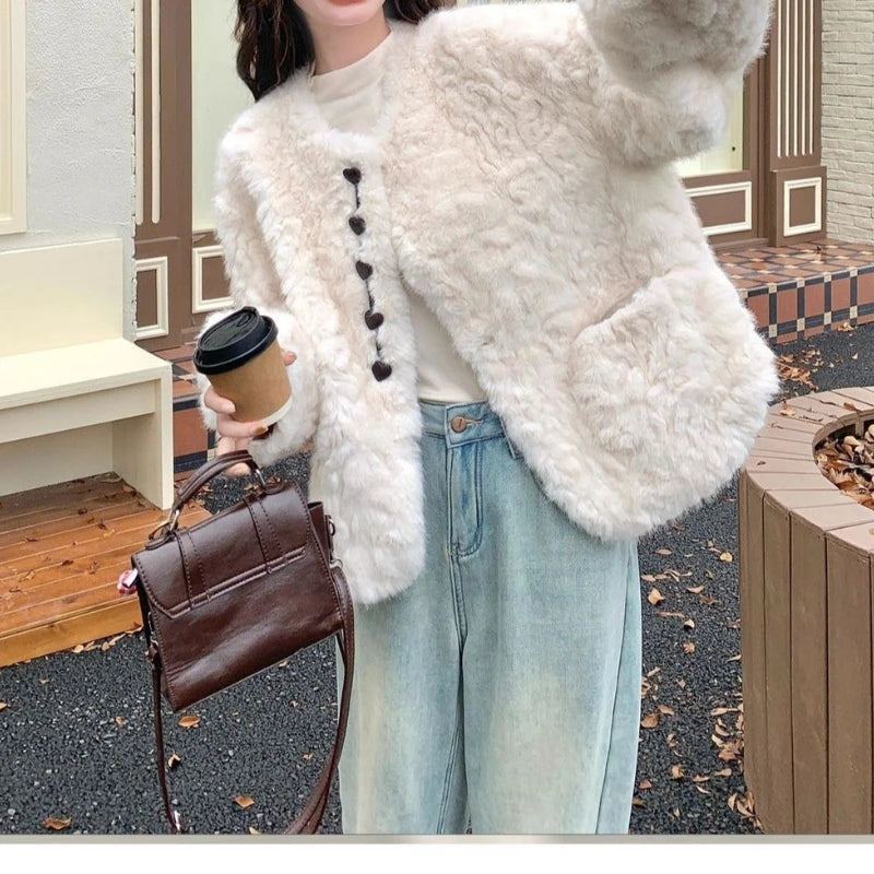 Eco-friendly Fur Jacket Women's New Models in Autumn and Winter 2025, High-end Sense, Small Fashion Age Reduction