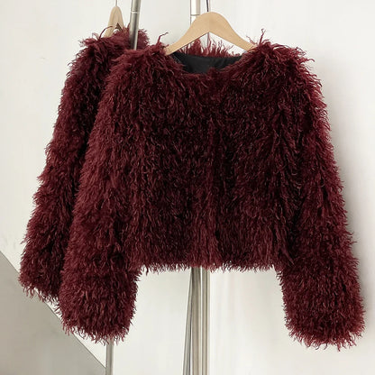 Fur Coat Eco-friendly Fur Jacket New Style Solid Color Women Clothing Cropped Jacket Direct From Manufacturer Eco-friendly Fur