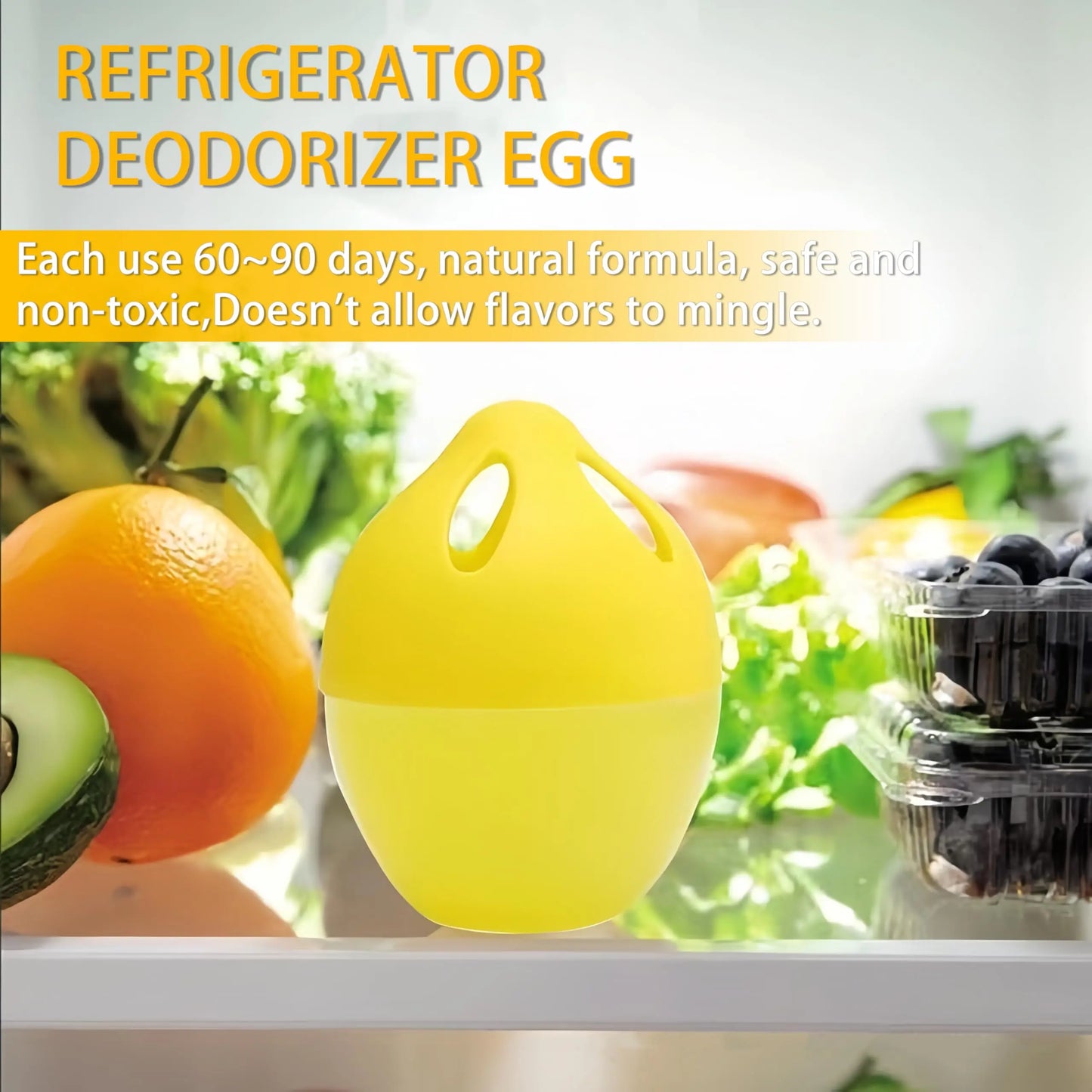 Set of 4 Eco-Friendly Fridge Refresheners - Odor Absorbing & Antibacterial, Cute Lemon Egg Shape, Safe for Food Storage