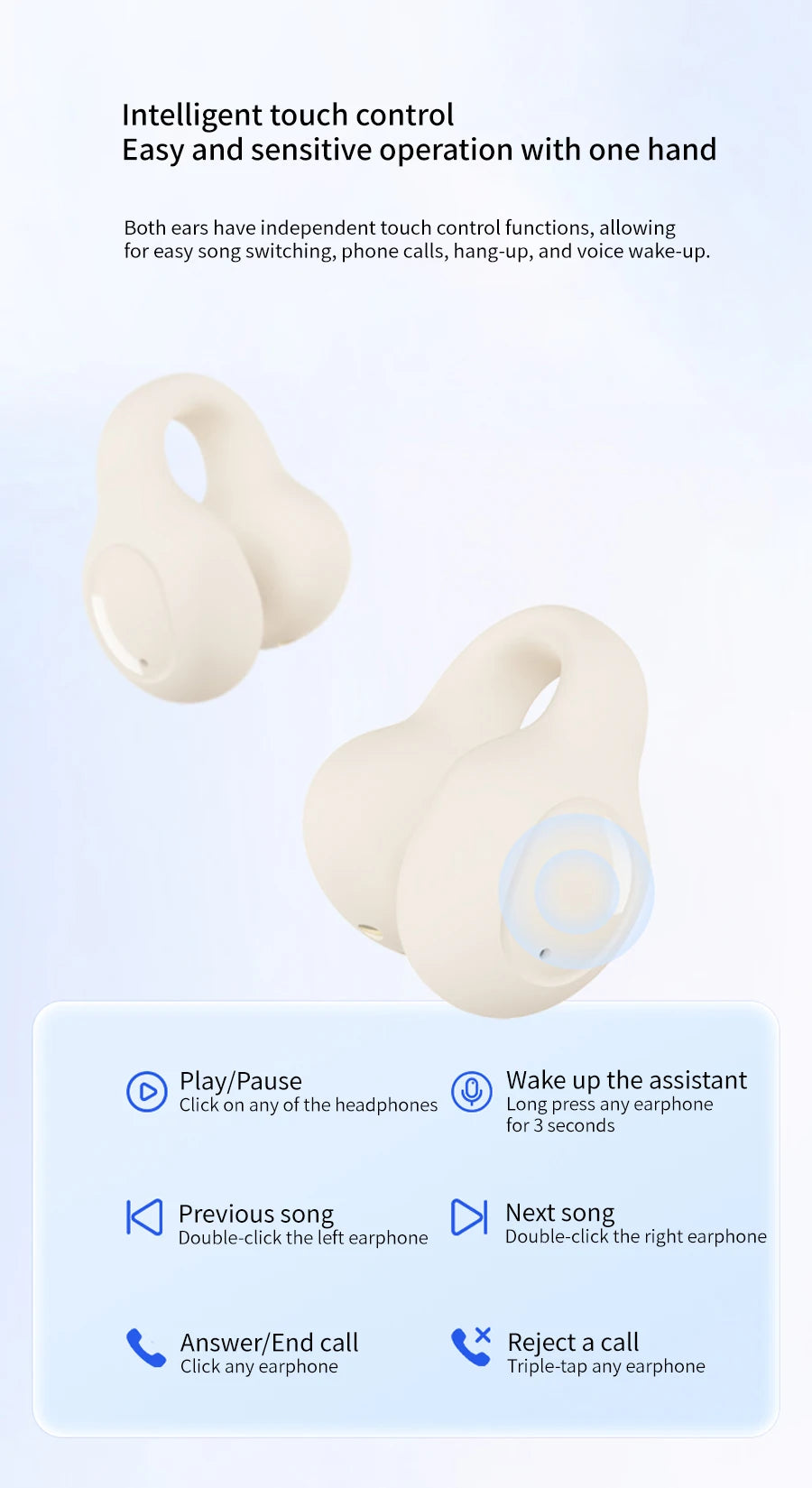 Lenovo Wireless Sport Earbuds Active Noise Cancelling Clip on Comfortable Headphones with Long Battery Life Hi-Fi Sound Bt 5.4