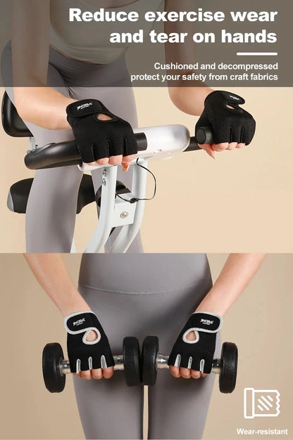 Fitness Half Finger Gloves Unisex Fitness Gym Weightlifting Exercise Gloves Silicone Anti Slip Breathable Outdoor Cycling Gloves