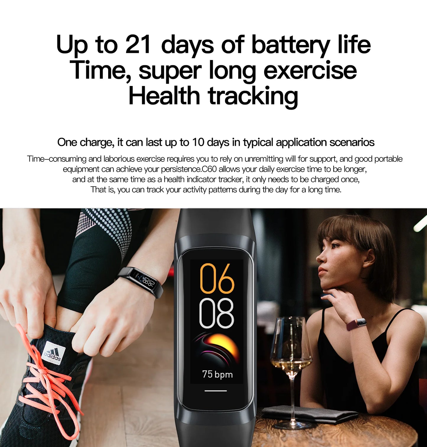 LIGE Amoled Smart Watch Smartwatch Band Women Heart Rate Blood Waterproof Connected Smart Bracelet Sport Fitness Tracker  Watch