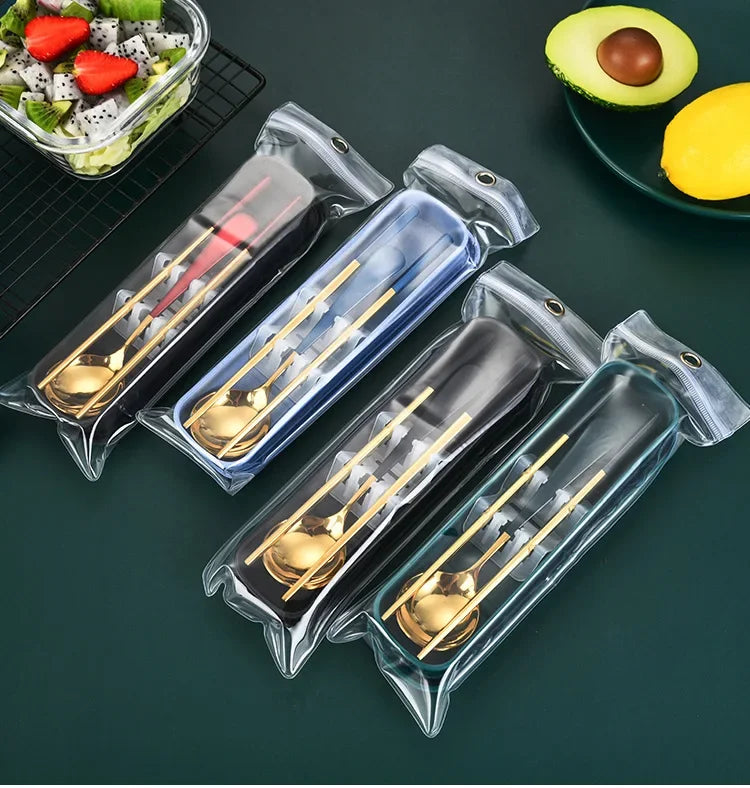 Eco Friendly Dinnerware Set, Portable Cutlery Sets With Case, Silverware Sets, 304 Kitchen Accessories Fork Spoon Gold Knife