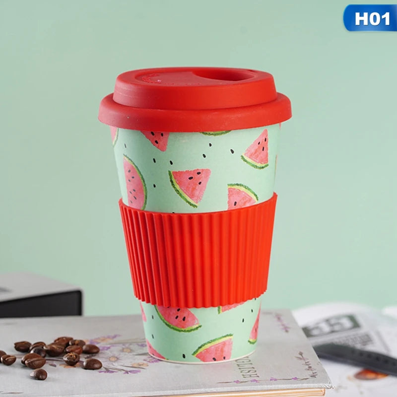 401-500ml Eco Friendly Bamboo Reusable Travel Cup For Outdoor Portable Mug Tea Coffee Cup Coffee Tea Water Juice Mug Flask Gift