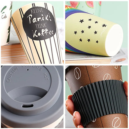 401-500ml Eco Friendly Bamboo Reusable Travel Cup For Outdoor Portable Mug Tea Coffee Cup Coffee Tea Water Juice Mug Flask Gift