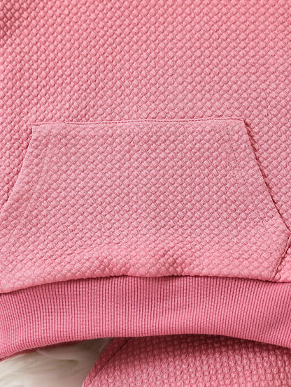 2-piece set of fashionable and casual round neck long sleeved hoodie and pants for baby girls in autumn