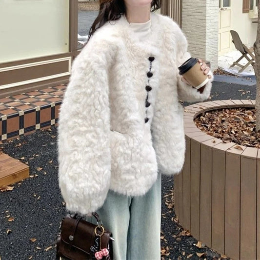 Eco-friendly Fur Jacket Women's New Models in Autumn and Winter 2025, High-end Sense, Small Fashion Age Reduction