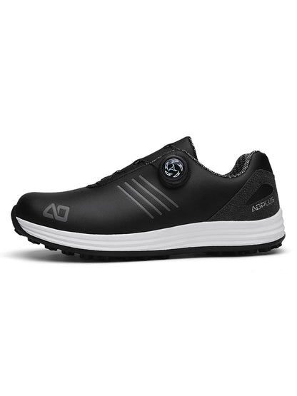 Men's Golf Shoes, New Style, Fashionable, Simple, Versatile, Solid Color, Waterproof Upper, Versatile, Stylish, Casual Sports Shoes for Men, Outdoor Youth Fashion, Men's Rotating Buckle Design, Thick Sole, Height-Increasing,