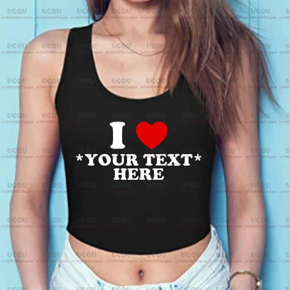 Custom I Heart Shirt Personalized I Love Crop Top Tank Top Fitted Racerback Tank Tee  gift Baby Sexy Clothes Vest Singlet New