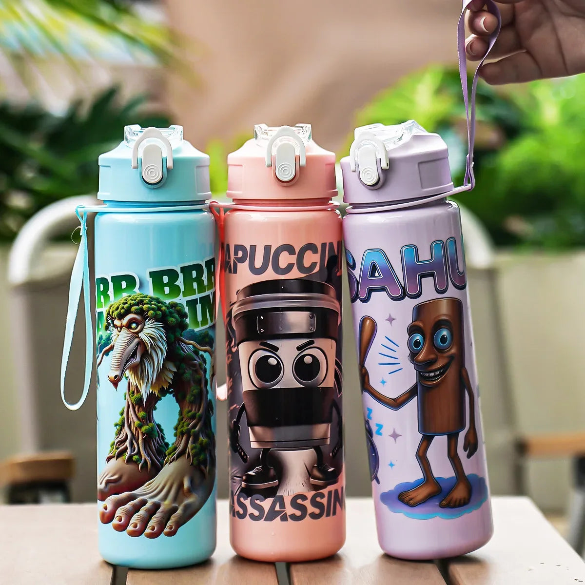750ML Italian Brainrot Water Bottle Outdoor Drinking Cartoon Sports Cups Tung Tung Tung Sahur Tralalero Tralala Christmas Gift