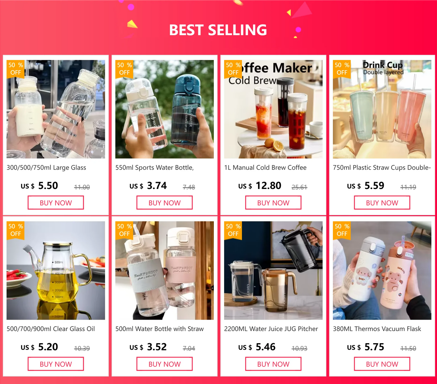 300-1000ML Glass Water Bottle Large Capacity Multi-function Creative Simple Milk Cup Portable Transparent Outdoor Sports Bottle