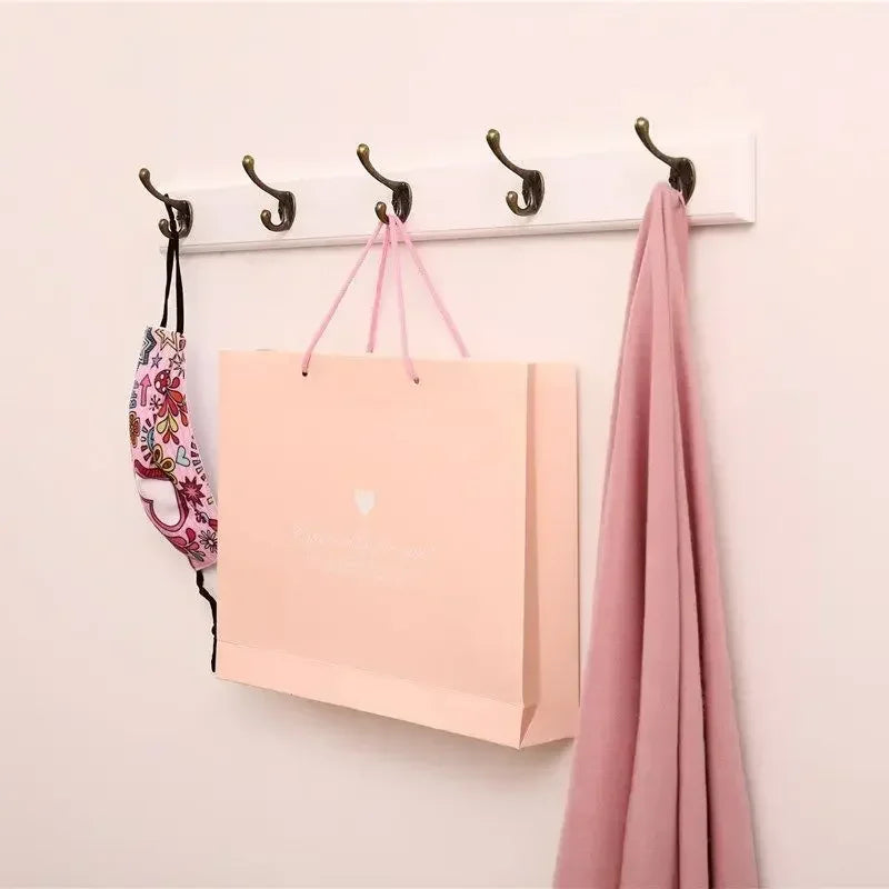 Bedroom Door Rear Solid Wood Hook Wall Hanger Hook Coat Rack Perforated Clothes Hook Closet Organizador Home Decoration