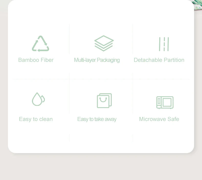 Eco-Friendly Bamboo Fiber Lunch Box Microwave Leakproof Bento Container for School/Office/Picnic Portable Food Storage Container