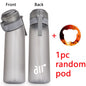 1pc Air Water Bottle With 1pc Random Flavor Pods Portable Transparent With Straw Leak Proof Suitable for Outdoor Sports