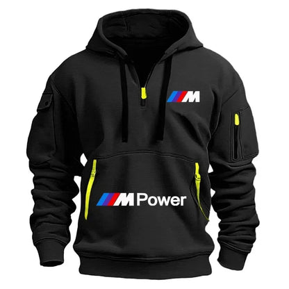 2025 BMW New Model Printed Men's Hooded Fashion Casual Sportswear Sweater Men's Trendy Leisure Sports with Zipper Pockets