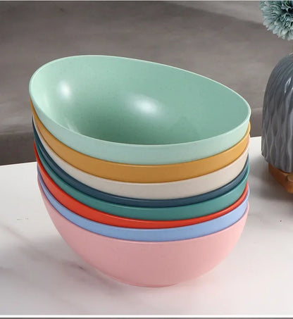 Sale Eco Friendly Wheat Straw Bowl Large Kitchen Fruit Salad Vegetable Dish Creative Microwavable Food Bowl for Household Use