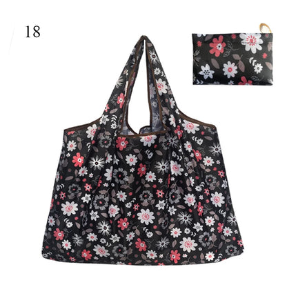 Eco-Friendly Printing Foldable Shopping Bag Tote Folding Pouch Handbags Convenient Large-capacity Thick For Travel Grocery Bag