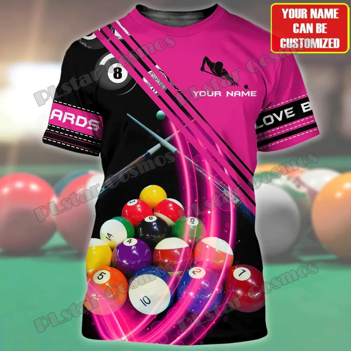 Billiard Player Personalized Name 3D All Over Printed Men's T-shirt Summer Unisex Casual t shirt Gift For Billiard Lover TX-185