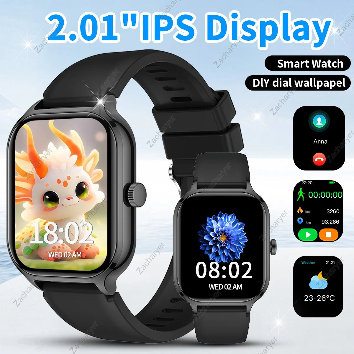 Smart watch with multiple sports modes, can make and receive calls, message reminders