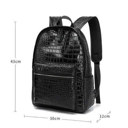 Fashion Backpack Men Luxury Alligator PU Leather Backpacks for Men Laptop Bags Large Capacity Travel Backpacks Student Schoolbag