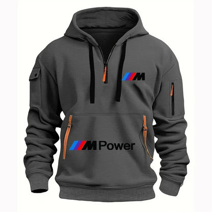 2025 BMW New Model Printed Men's Hooded Fashion Casual Sportswear Sweater Men's Trendy Leisure Sports with Zipper Pockets