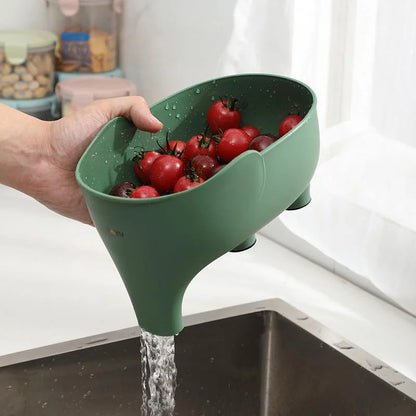 Kitchen Sink Filter Drainage Filter Basket Dry Wet Separation Garbage Filter Elephant Shaped Hanging Vegetable Washing Basket