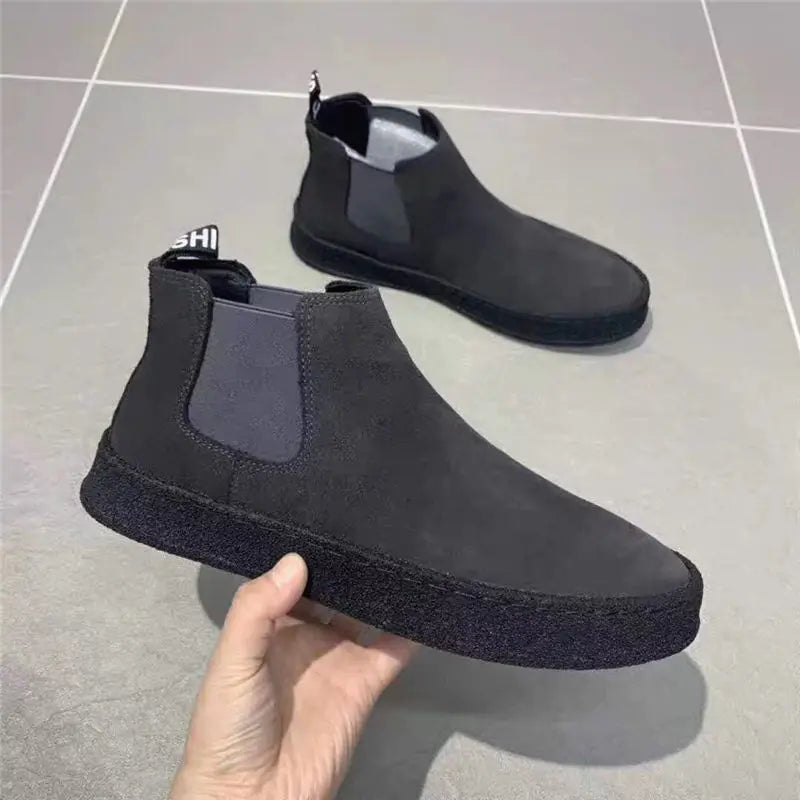 Men's Boots High Top Sneakers Designer Black Suede Short Boots Outdoor Slip on Casual Shoes Winter Platform Ankle Boots for Men