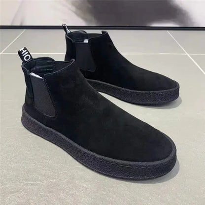 Men's Boots High Top Sneakers Designer Black Suede Short Boots Outdoor Slip on Casual Shoes Winter Platform Ankle Boots for Men