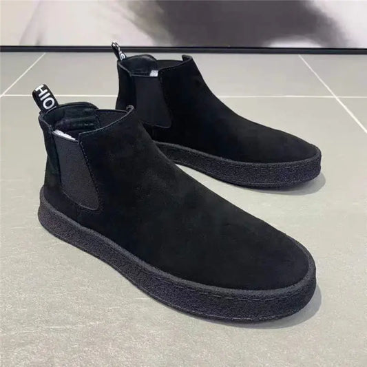 Men's Boots High Top Sneakers Designer Black Suede Short Boots Outdoor Slip on Casual Shoes Winter Platform Ankle Boots for Men