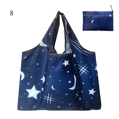Eco-Friendly Printing Foldable Shopping Bag Tote Folding Pouch Handbags Convenient Large-capacity Thick For Travel Grocery Bag