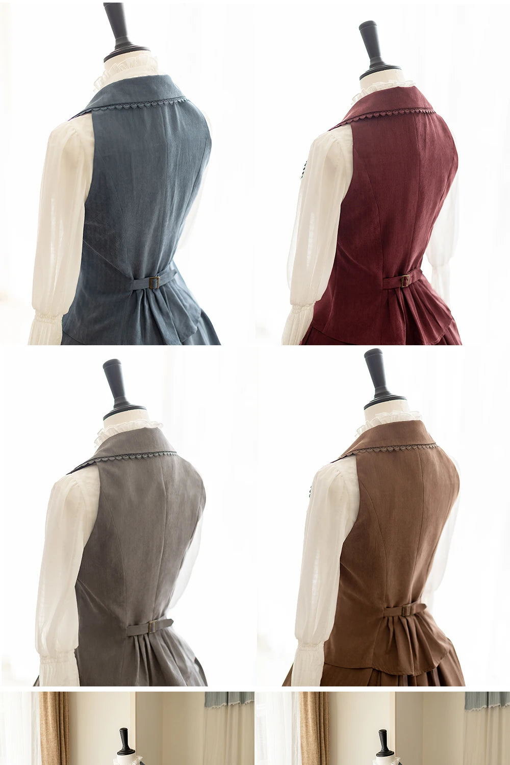 Autumn Winter Clothing Set Ladies Elegant Long Sleeve White Shirt Blouses Retro Vest with Fishbone Skirt Lolita 3 Piece Outfits