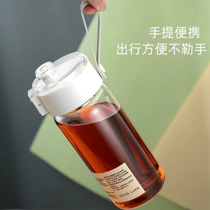 Simple Glass Water Bottle with Tea Spaced, Portable, Heat Resistant, Transparent, Summer Tumbler, Small, 350ml, 550ml