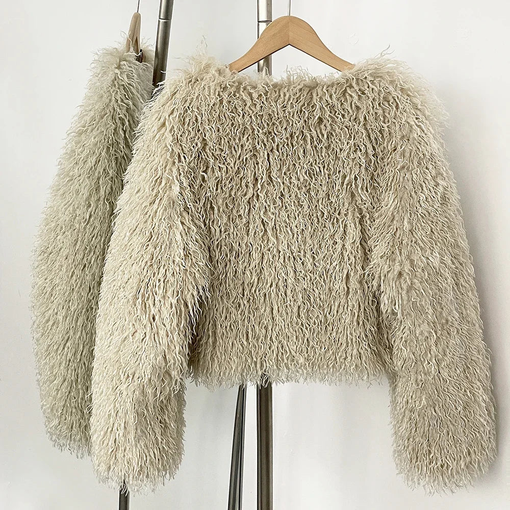 Fur Coat Eco-friendly Fur Jacket New Style Solid Color Women Clothing Cropped Jacket Direct From Manufacturer Eco-friendly Fur