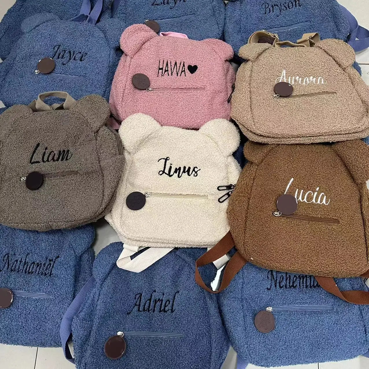 Custom Bear Backpacks Personalized Unique Name For Kids Travel Rucksacks Soft Shoulder Straps Cute Bear Shaped Shoulder Bags