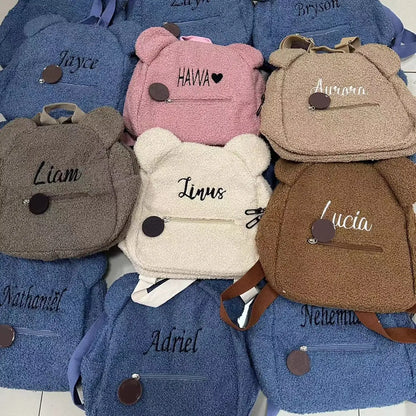 Custom Bear Backpacks Personalized Unique Name For Kids Travel Rucksacks Soft Shoulder Straps Cute Bear Shaped Shoulder Bags