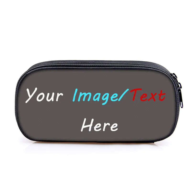 Custom Logo Photo Pencil Bag Personalized Text Name Image Pencil Box Stationary Bags Pen Storage Bag Brush Holder Gift