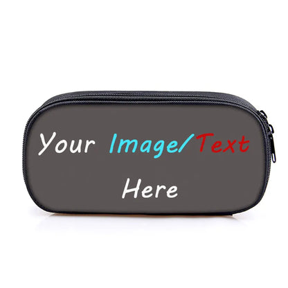 Custom Logo Photo Pencil Bag Personalized Text Name Image Pencil Box Stationary Bags Pen Storage Bag Brush Holder Gift