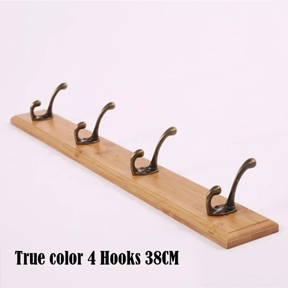 Bedroom Door Rear Solid Wood Hook Wall Hanger Hook Coat Rack Perforated Clothes Hook Closet Organizador Home Decoration
