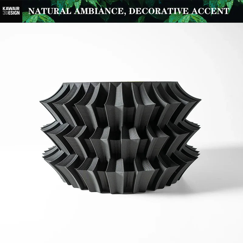 3D Printed Eco-Friendly Irregular Geometry Plant Pot Textured Lines Biodegradable maceta for Home Decoration  Sustainable Gift