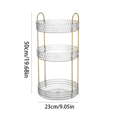 360° Rotating Cosmetic Organizer 3 Tier Transparent Diamond Pattern Cosmetic Rack Bathroom Cosmetic Vanity Organizer Countertop