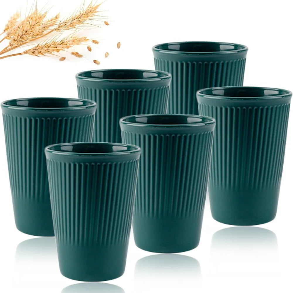 Eco-Friendly Wheat Straw 6Pcs/Set Unbreakable Multi-Purpose Drinking Cups Biodegradable Round Toothbrush Cup BPA-Free